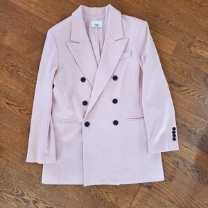 The Frankie Shop Double-Breasted Blazer in Light Pink